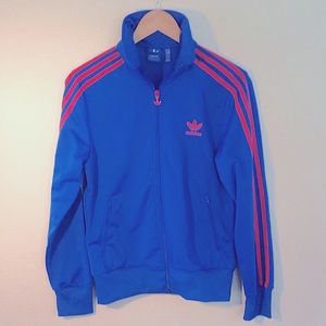 Adidas Vintage Full-zip Blue & Coral Track Jacket